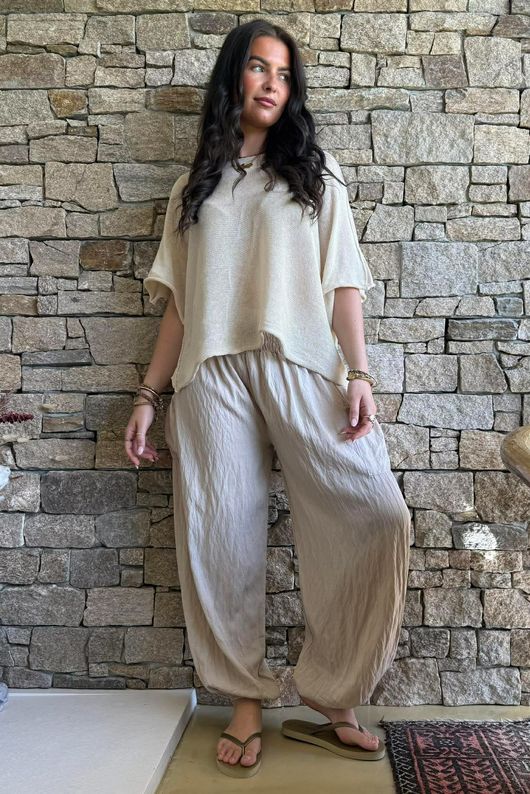 Basso Shirring Balloon Pant Stone
